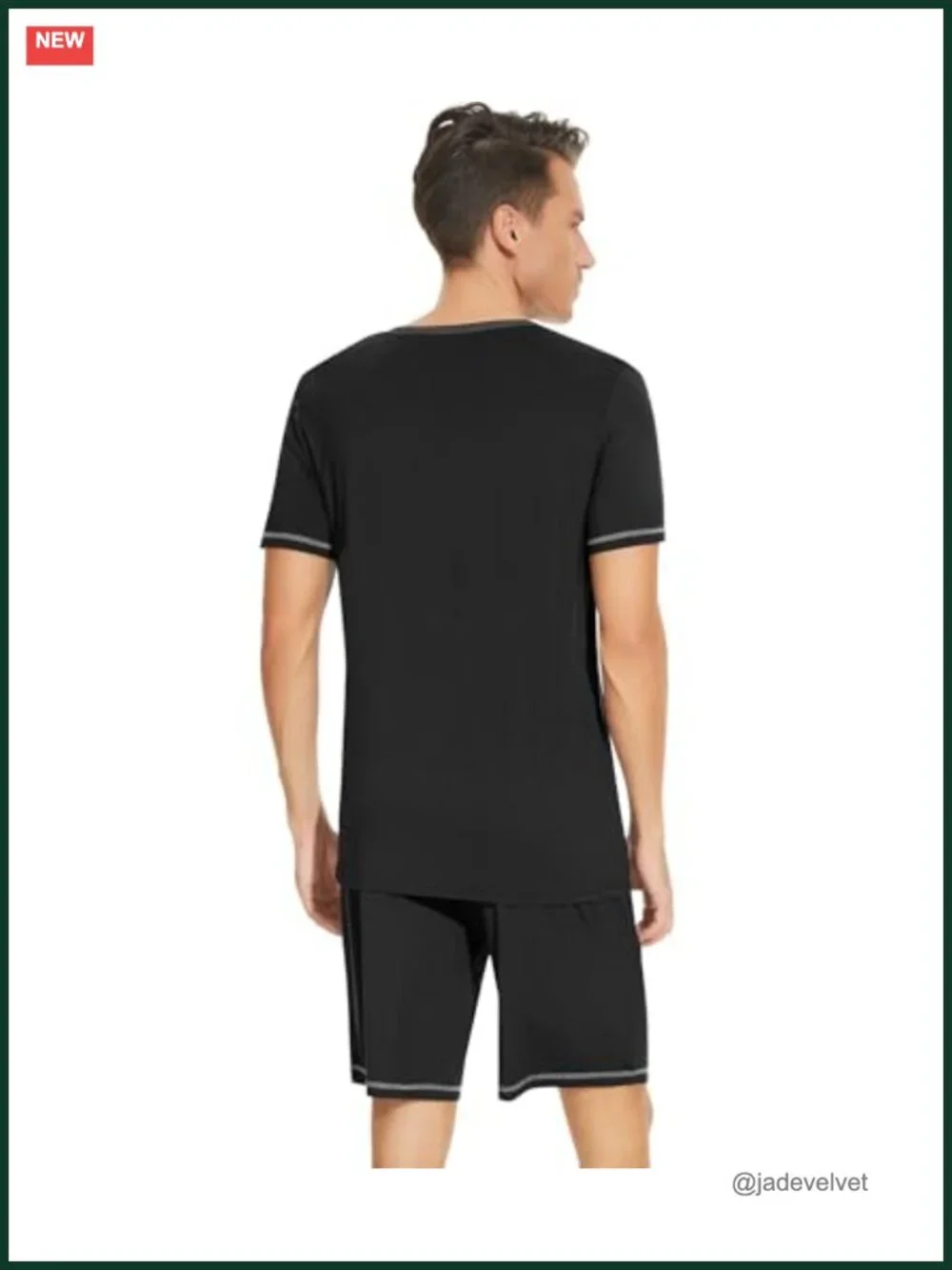 Viscose from Bamboo Men's Pajama Set - Short Sleeve V-Neck Sleepwear with Shorts
